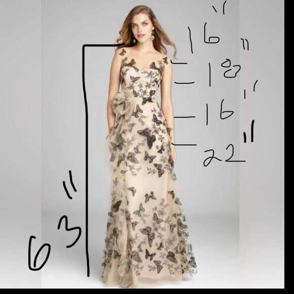 Teri Jon Sleeveless 3D Embroidered Butterfly Illusion Gown Dress NWT size 8 - Picture 9 of 10